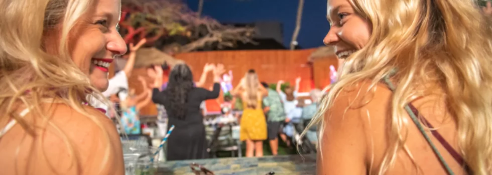 Friends visit luau maui