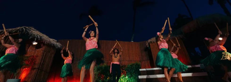 Hula dancers at maui night luau