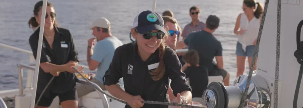 Hoist the main sail maui catamaran