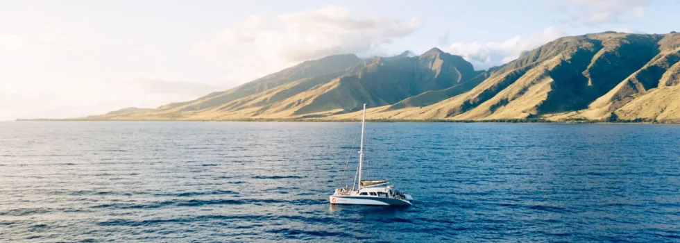 Lahaina sunset catamaran on water