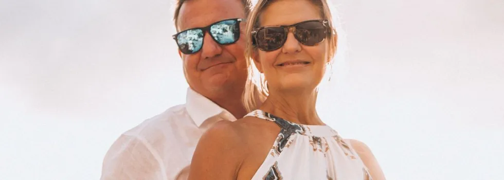 Couple on lahaina sunset catamaran
