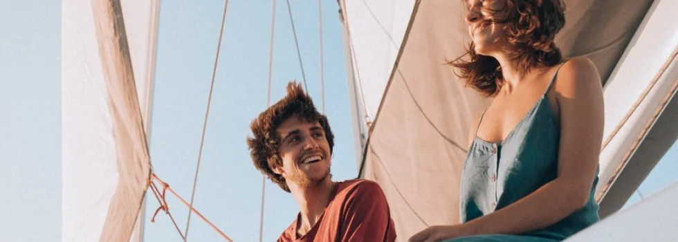 Young couple on lahaina catamaran