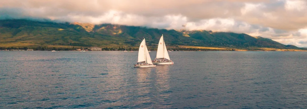 Catamarans sailing past lahaina