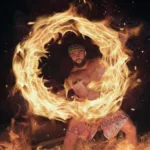Hawaiian warrior fire show