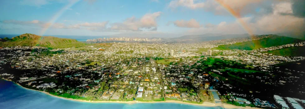 Kahala from helicopter rainbow