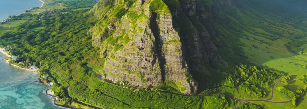 Kualoa valley from helicopter