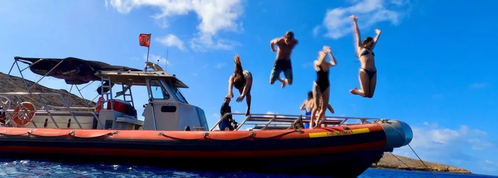 Jumping from kihei zodiac boat