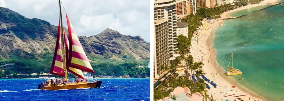 Beach catamaran boat waikiki