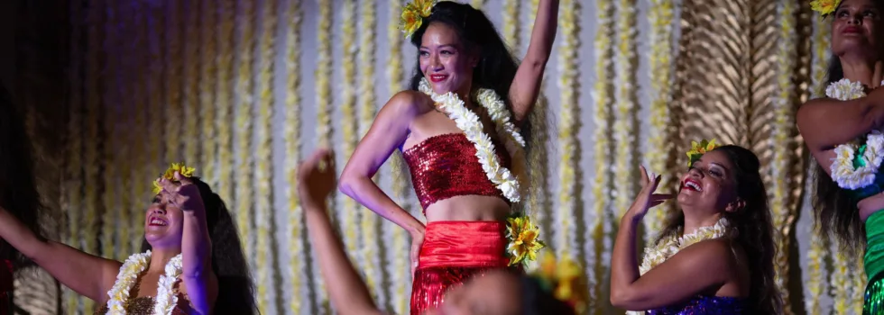 Hula girls on stage waikiki roof top