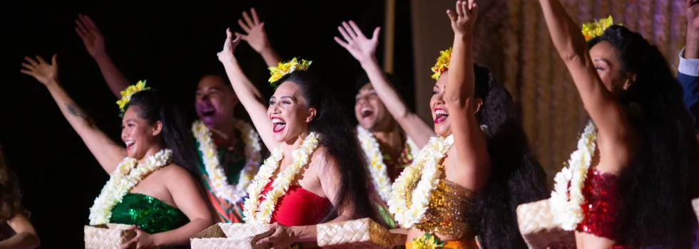 Roof top luau hula dancers
