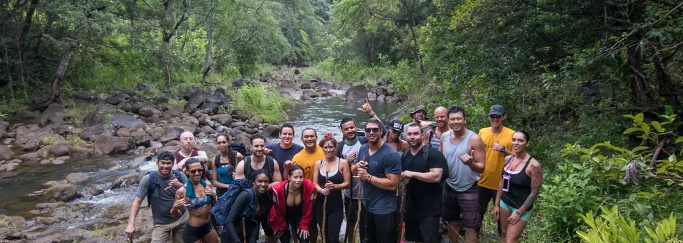 Hiking guided group north shore stream
