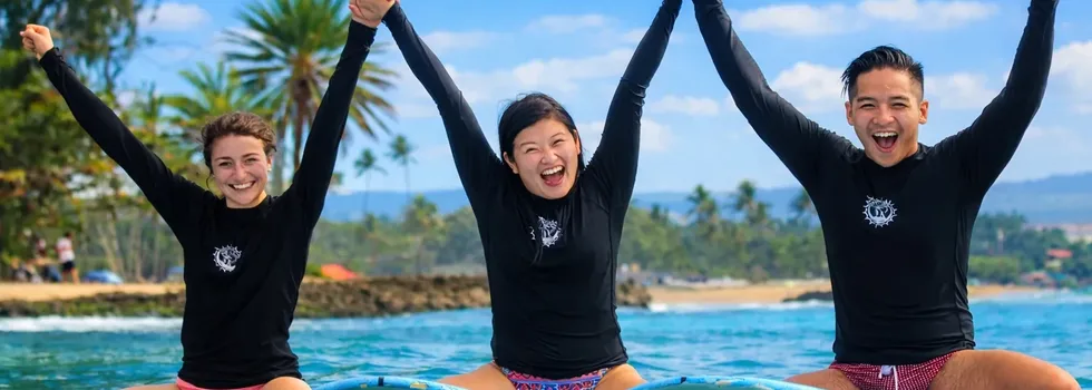 Successful surf lesson puaena