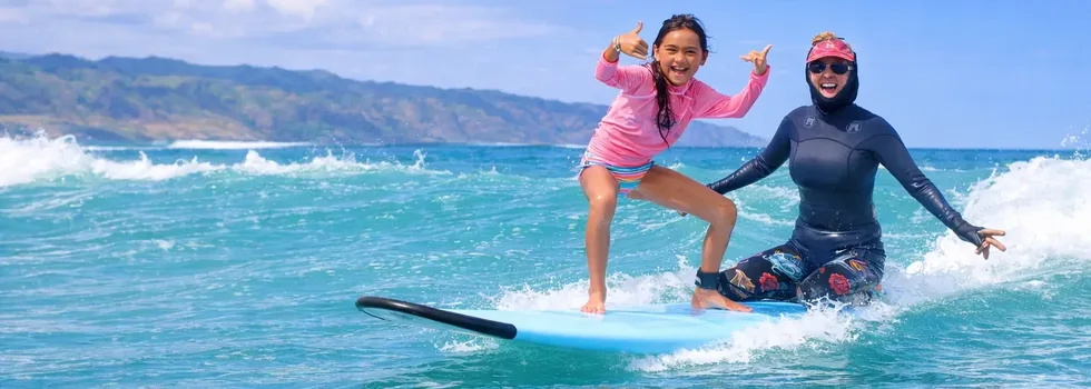 Surf lessons with child