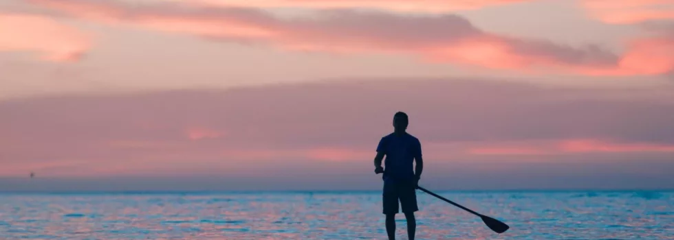 Paddle board sunset oahu