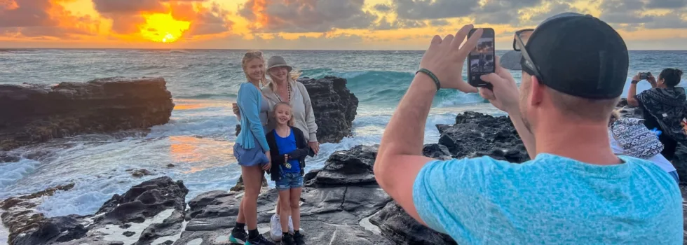 Family portrait china walls sunset