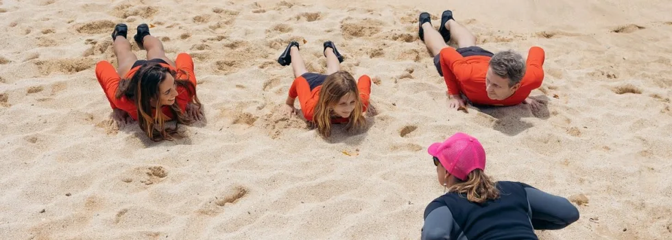 Surfers learning to pop up
