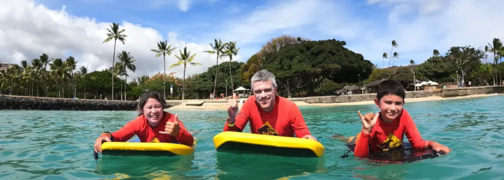 Family boogie board lesson
