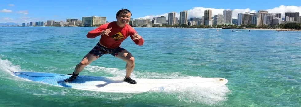 Happy surfer smiling waikiki