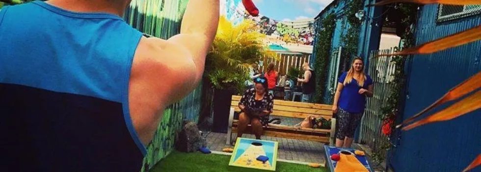 Cornhole party bike stop kakaako