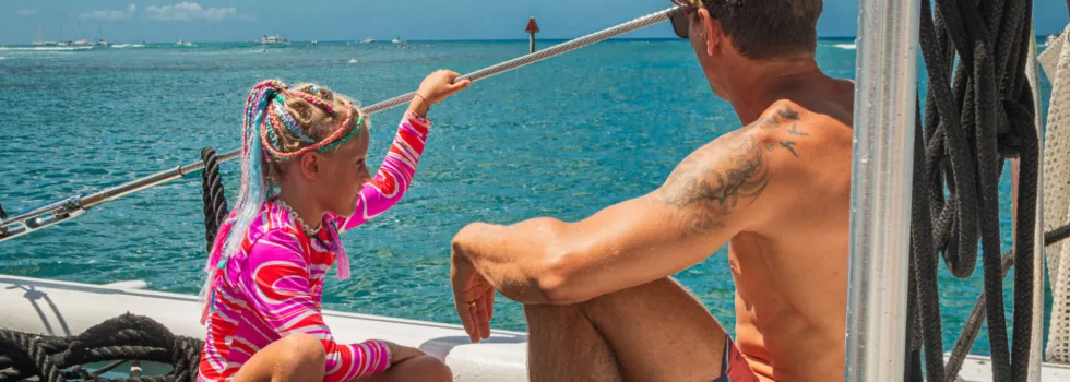 Sitting on the net waikiki catamaran