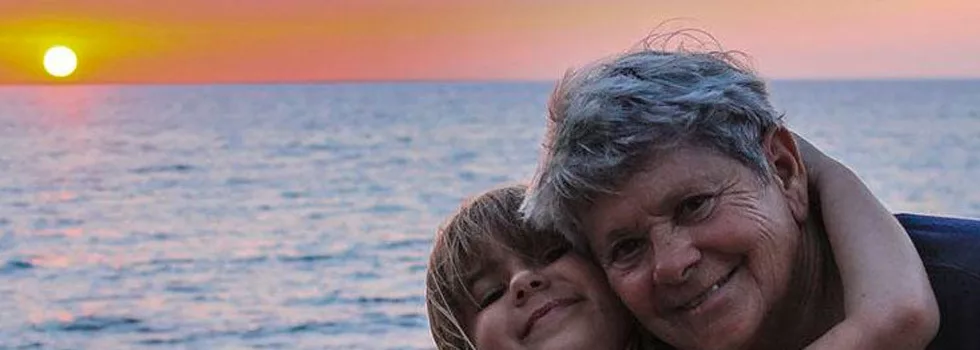 Family private boat sunset