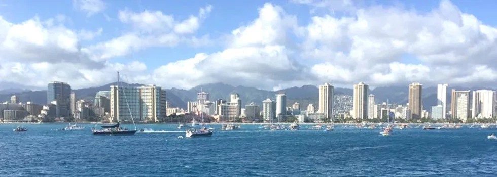 Dinner cruise view of waikiki