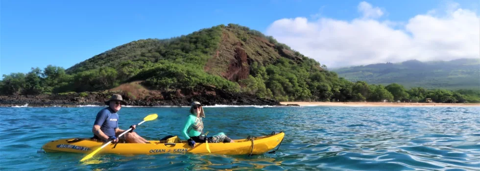 Launching kayak from makena landing