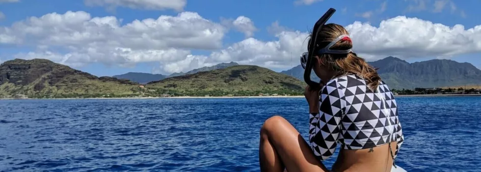 Sitting on snorkel boat waikiki