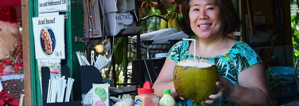 Fresh coconut tour stop oahu