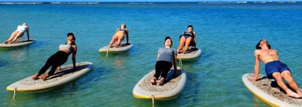 Group stand up paddle yoga oahu