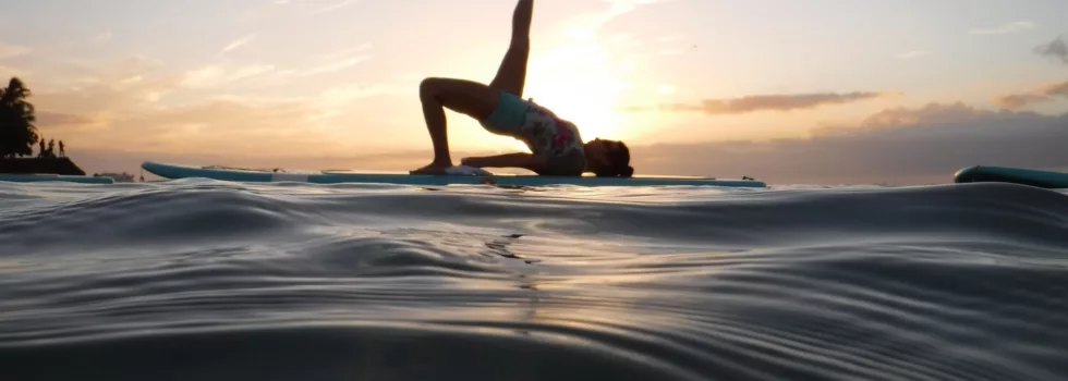 Hawaii SUP yoga at sunset