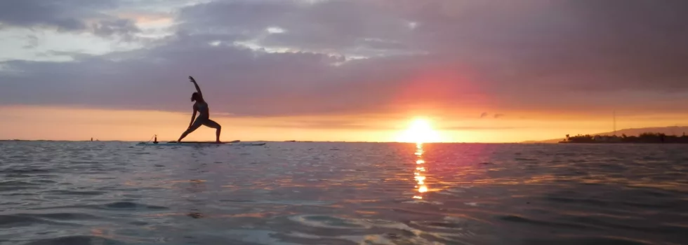 Sunset SUP yoga pose waikiki